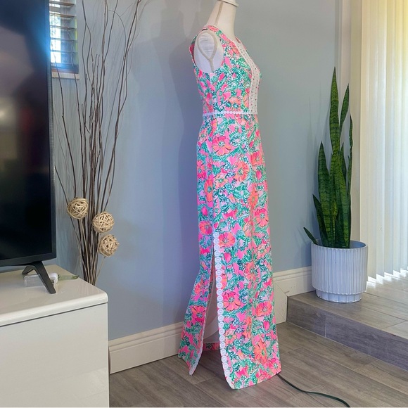 Lilly Pulitzer Pink and Green Floral Maxi Dress - Picture 6 of 15